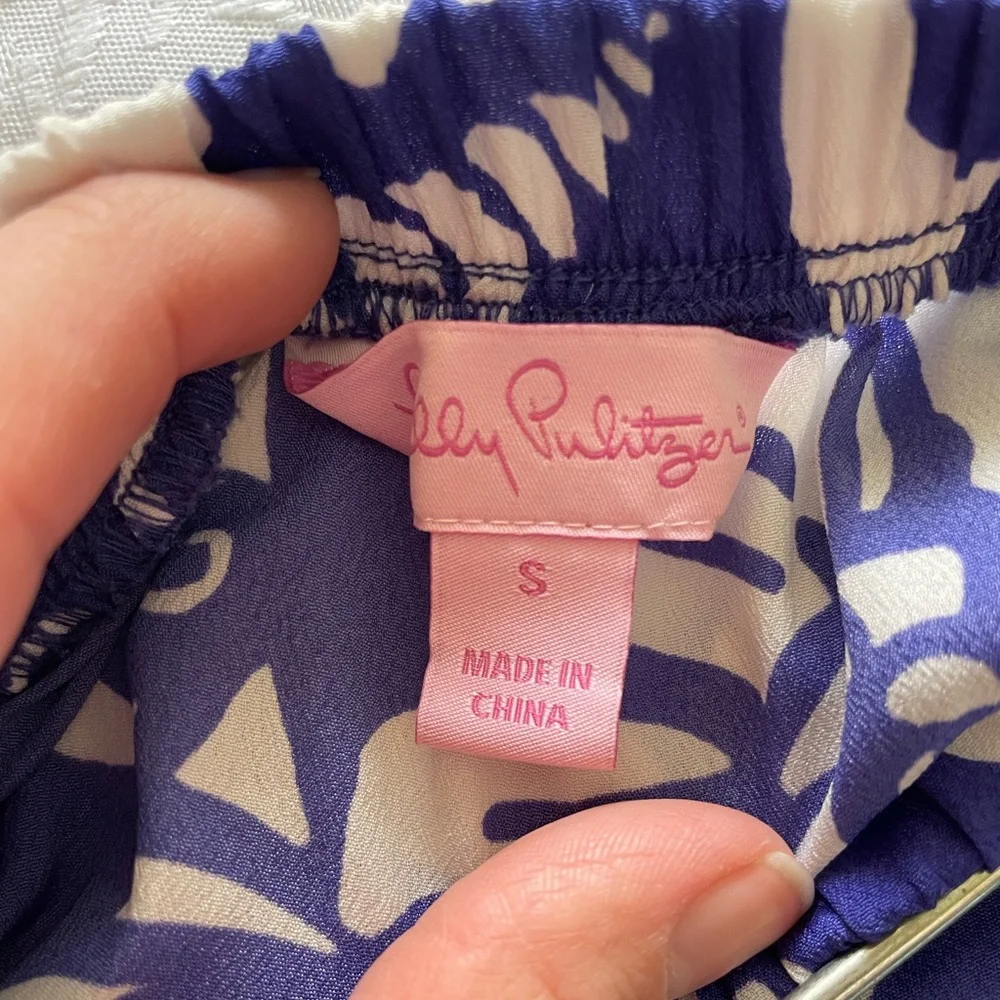 Navy and White Lilly Pulitzer Strapless Romper - Picture 8 of 8